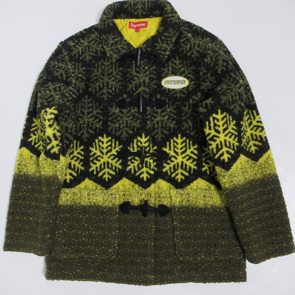 Supreme Men's Snowflake Toggle Fleece Jacket Yellow Size S 2018